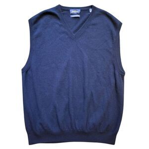 Jack Nicklaus Sweater Vest Men's XL Navy Blue Cashmere V Neck Knit Soft Golf